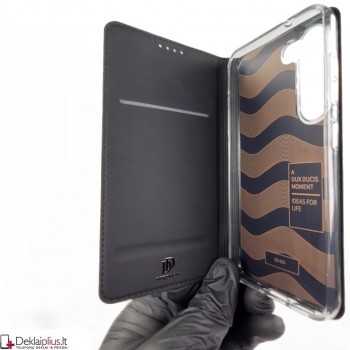 Dux Ducis Skin Pro dirbtinės odos dėklas - juodas (Samsung S23)